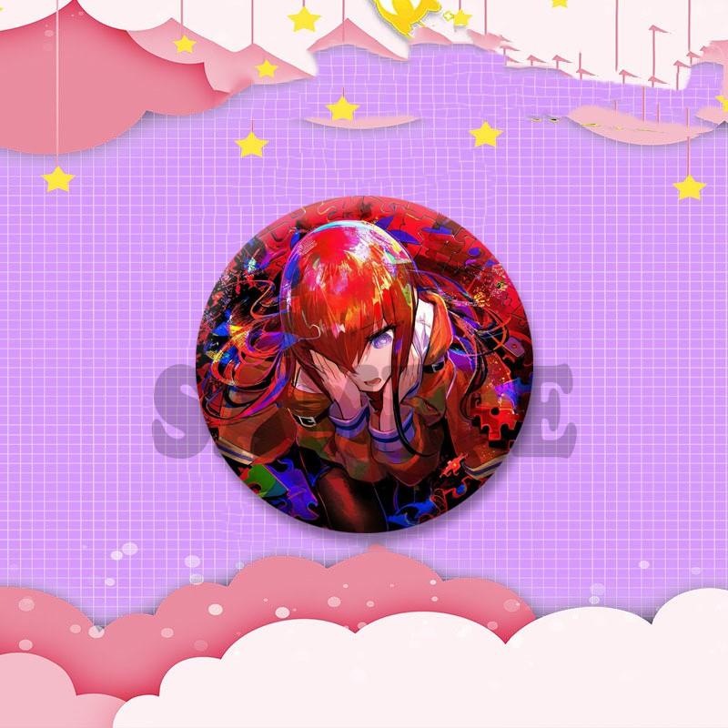 Kurisu Makise Mayuri Shiina Rintaro Okabe Cartoon Round Badge Anime Steins Gate Brooch Clothing Backpack Accessories Lapel Pins