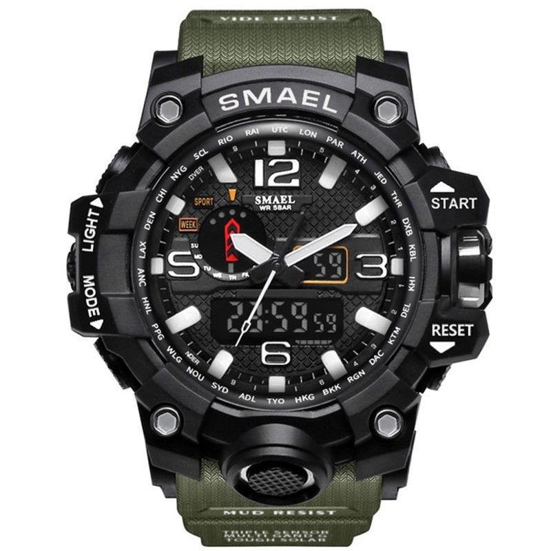 Robuste Smael Herren Militäruhr Leuchtend Alarm Sport Armbanduhr Langlebig 50m Wasserdicht