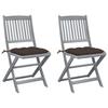 VidaXL Set of 2 Outdoor Folding Chairs with Cushions, Patio Seats, Dining Chairs, Patio Furniture 3064559