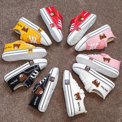 Children's Anti Slip Wear-resistant Fashionable Velcro Lightweight Outdoor Sports and Leisure Shoes Canvas Shoes White Shoes