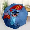 Disney Stitch Automatic Open/Close Umbrella - UV Protection Cute Umbrella with Cute Stitch Design, Portable 3-Fold Compact Umbrella