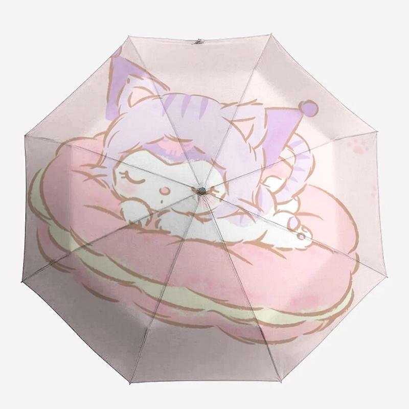 1pc Macaron Shaped Automatic Opening/Closing Umbrella with Cute Cat Design - Perfect for Fans, Travelers, Daily Use, and Festive Gifts!A023