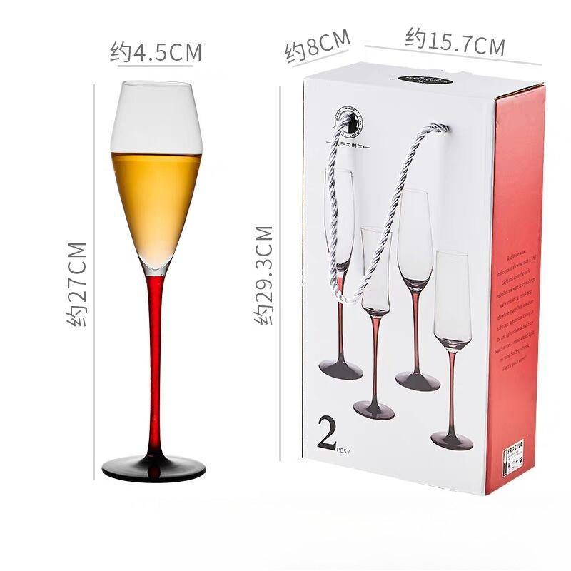 

Champagne Glasses Set 2 Pcs Crystal Wine Glasses Tall Flute Bubble Cup Gift Box Elegant Design 201-300ml
