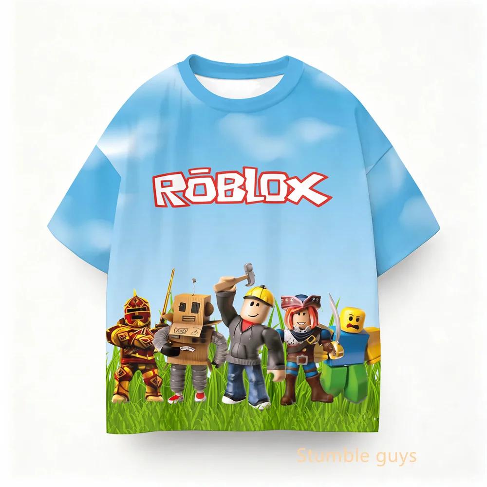 Jungen Kleidung Mädchen Kinder Roblox Sommer Spiel Kurzarm T-Shirt
