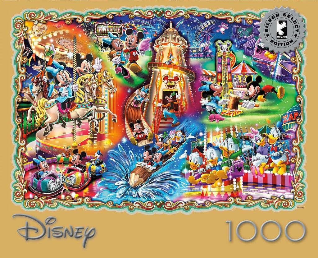 Ceaco - Silver Select - Disney - Mickey's Carnival - 1000 Piece Jigsaw Puzzle for Adults, Challenging Puzzle, Perfect for Game Night
