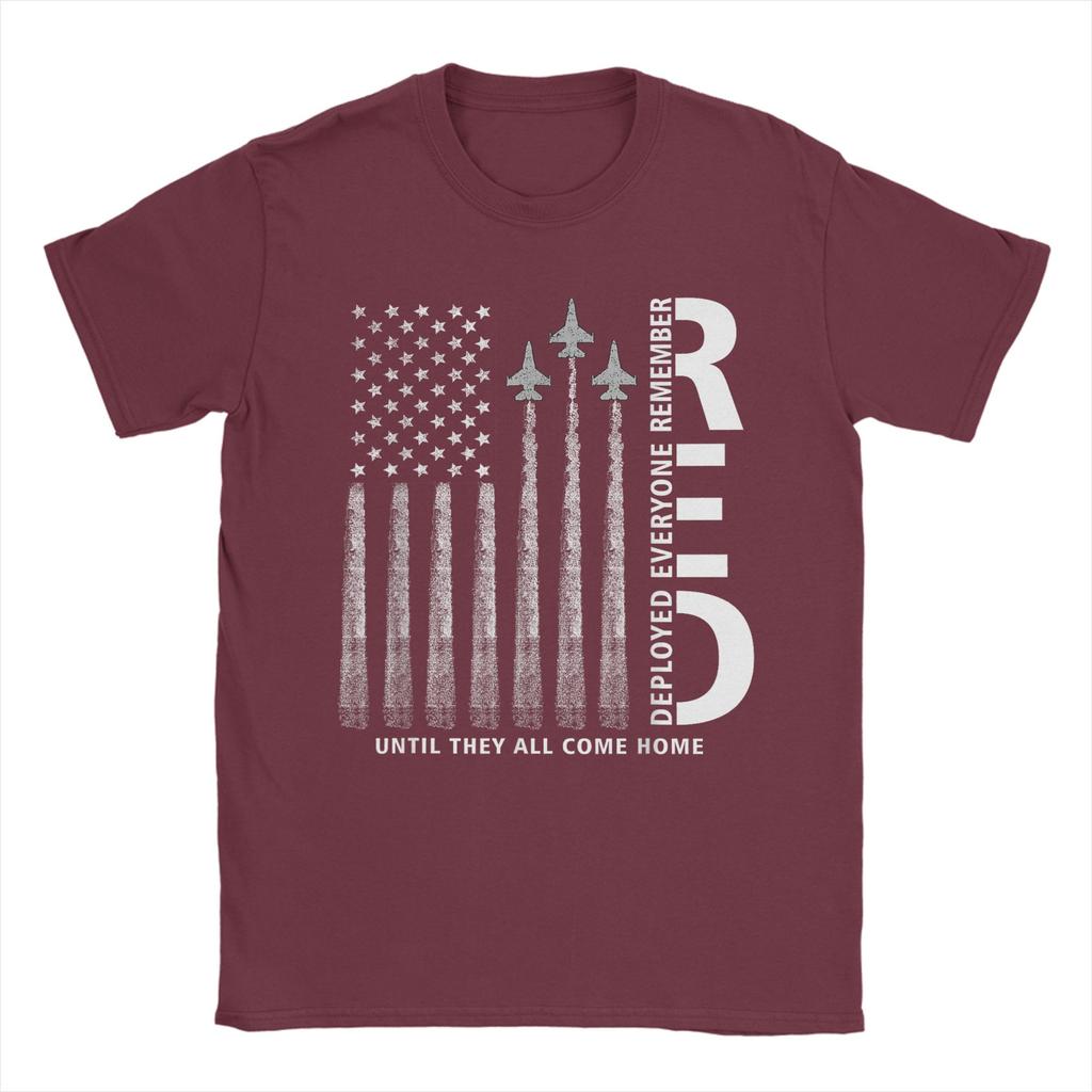 Remember Everyone Deployed RED Friday Military American Flag Unisexs T Shirts Tees Short Sleeve Round Neck TShirts Clothing