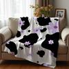 Cow Print Daisy Dot Soft Flannel Blanket Breathable Warm Throw for Office Car Sofa Kids Room Birthday Xmas Gift