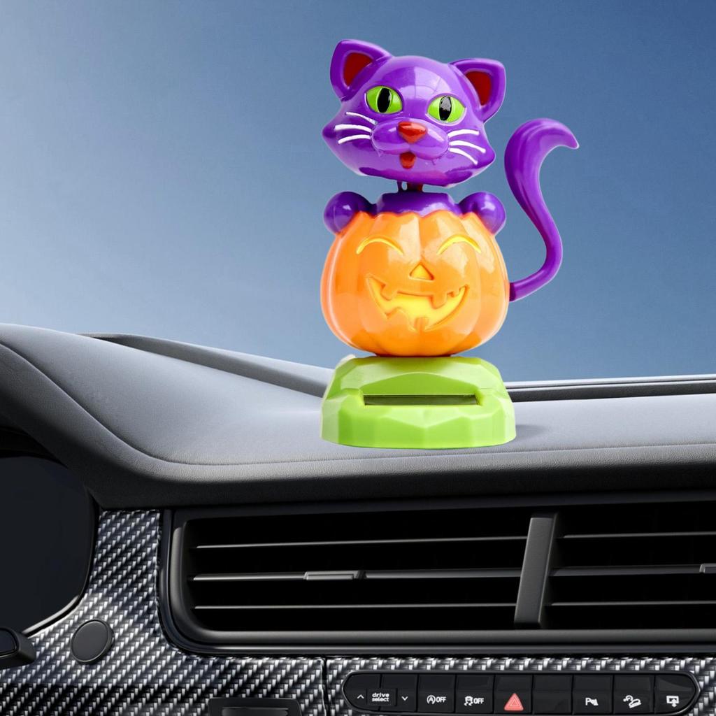 Dashboard Solar Dancing Toys Solar Pumpkin Cat Car Dashboard Decoration Figurine Car Interior Decoration Toy Statue For Truck RV