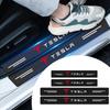 MAJ3 4Pcs Carbon Fiber Car Door Threshold Plate Stickers for Model 3 2022 Y X S Cc3 Cybertruck 2021 Y Juguete Roadster Coil 4