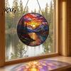 Creative Housewarming Gifts Stained Glass Style Suncatcher, Mountain Sunset Landscape Window Hanging Ornament, Colorful Ornament Sun Catcher