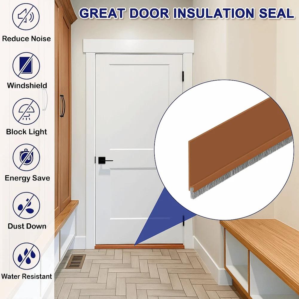 1PC 1m/39.37inch Door Sealing Strip Self-adhesive Door Bottom Gap Filling Sealing Strips Insect Proof Brush Strip Windproof Soun