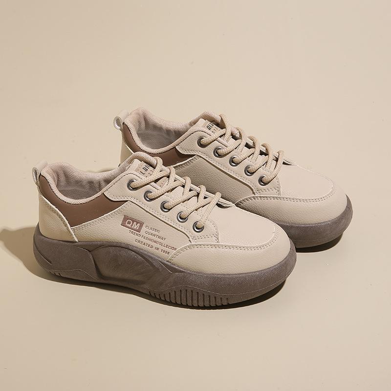 2024 Autumn Women's White Sneakers: Korean Style, Trendy, Versatile Thick Sole Loafers XQ5801