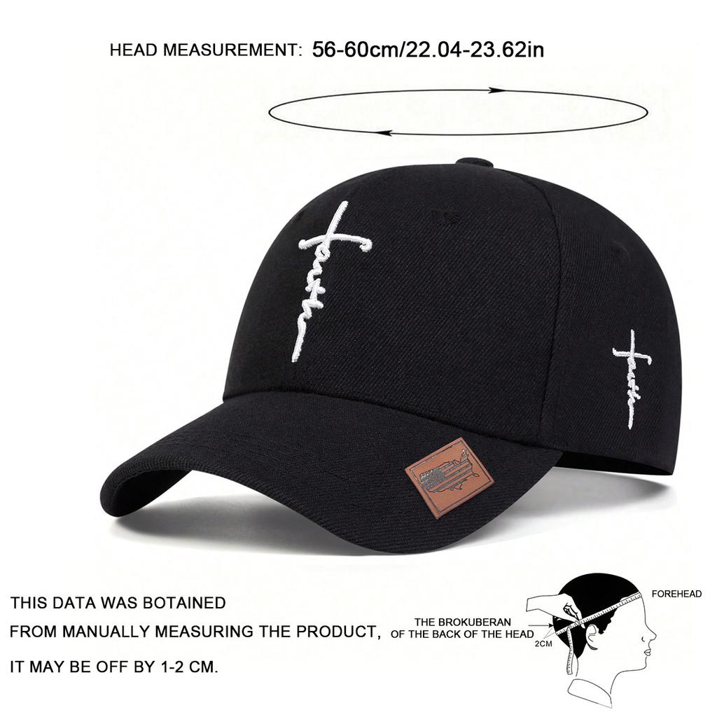 Men Sword Cross Embroidered Baseball Cap Outdoor Adjustable Sunscreen Leisure Hat Spring Autumn Travel Tourism Beach Vacation