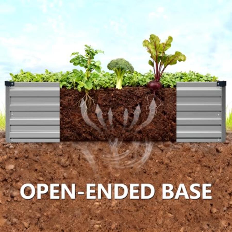 2 Pack 9x3x1FT Galvanized Raised Garden Bed Kit Outdoor Metal Planter Box for Vegetables Rectangular Steel Container Easy Assem