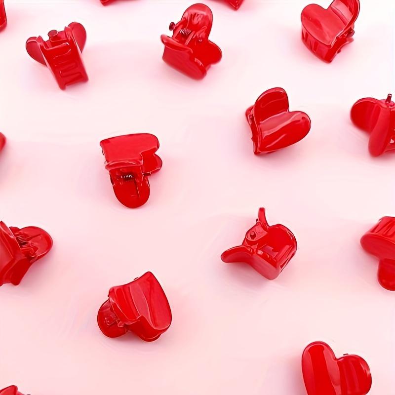 Solid Color Heart Shaped Hair Clips Mini Hair Clips Elegant Hair Barrettes For Valentine's Day
