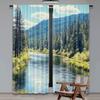 Landscape Curtains Scenic Mountain Pine Trees Flowing River Foliage Daytime Nature View Bedroom Living Room Set Of 2 Made Polyester Area Decor