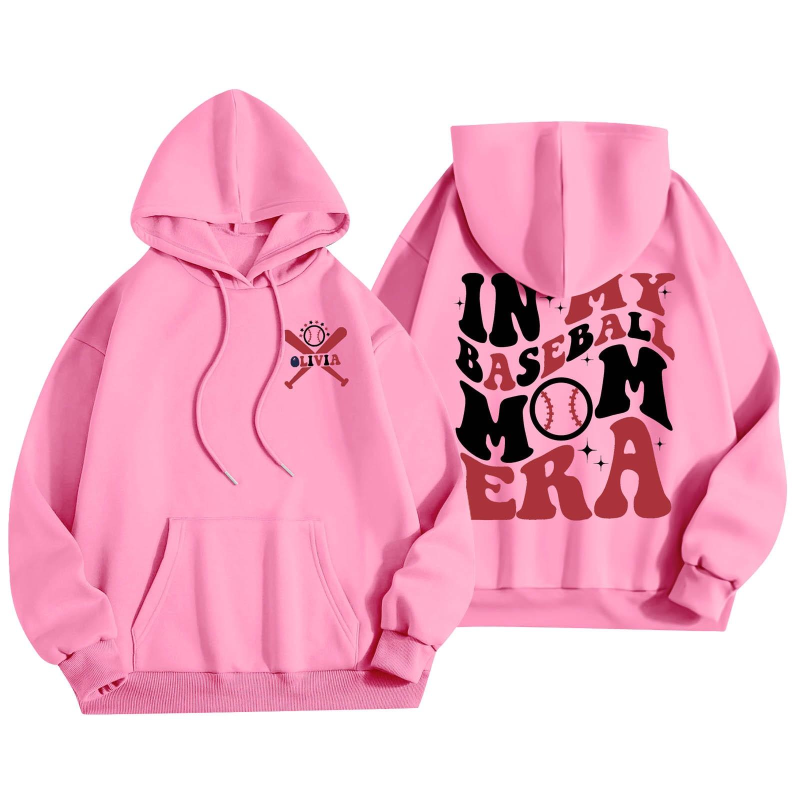 

Женская модная легкая толстовка с длинными рукавами и карманами с принтом бейсбола S розовый