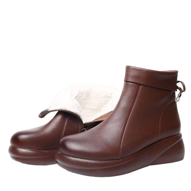 Stiefel mit dicker Sohle, runder Spitze, kurze Stiefel, Herbst und Winter, neue Samt-Warm-Baumwollstiefel, verdickte Martin-Stiefel