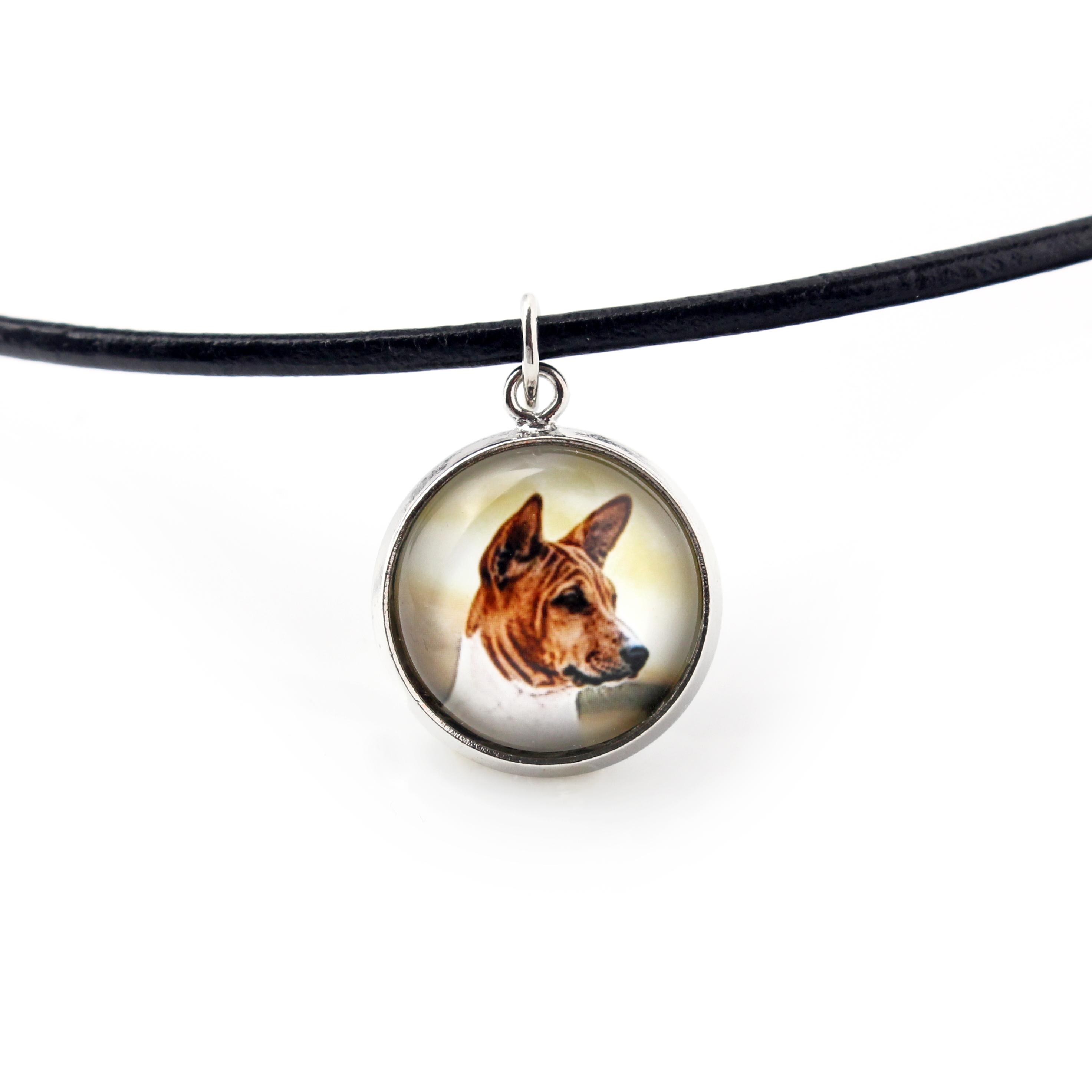 

Basenji, African bush dog, Congo dog - necklace pendant with your photo, handmade, handcrafted jewelry by Art-Dog brand срібний