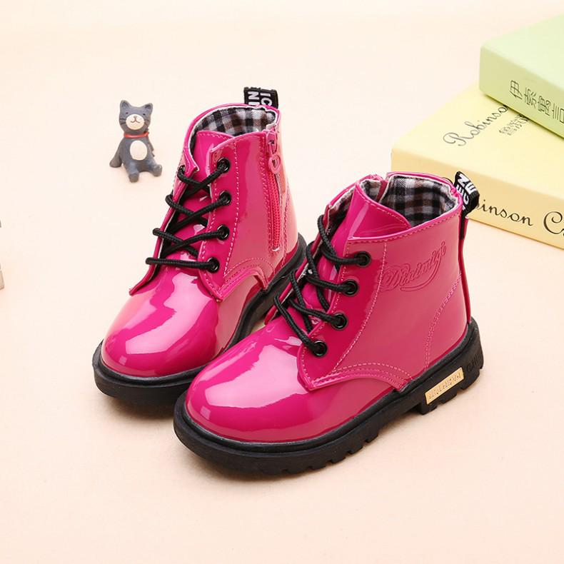 Kids' Non-slip Leather Ankle Boots - Autumn/Winter Velvet-Lined for Boys and Girls