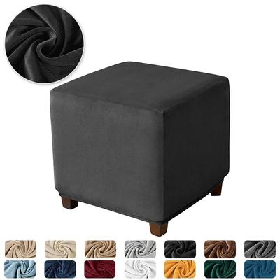 Funda de Otomana de Terciopelo Elástica Funda Cuadrada para Reposapiés 360 Grados Todo Incluido Protector de Reposapiés Funda para Asiento de Sala de Estar