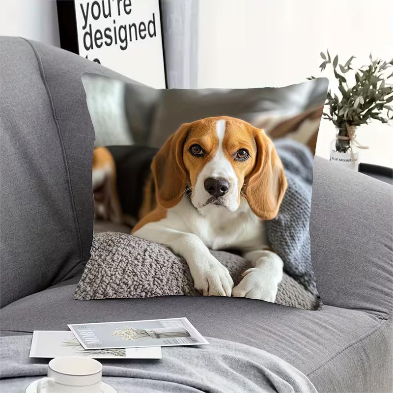 Cute Animals Print Pillowcase: 2D Flat Printing, Non-real Embroidery, Night Sofa  Night Sofa Cushion