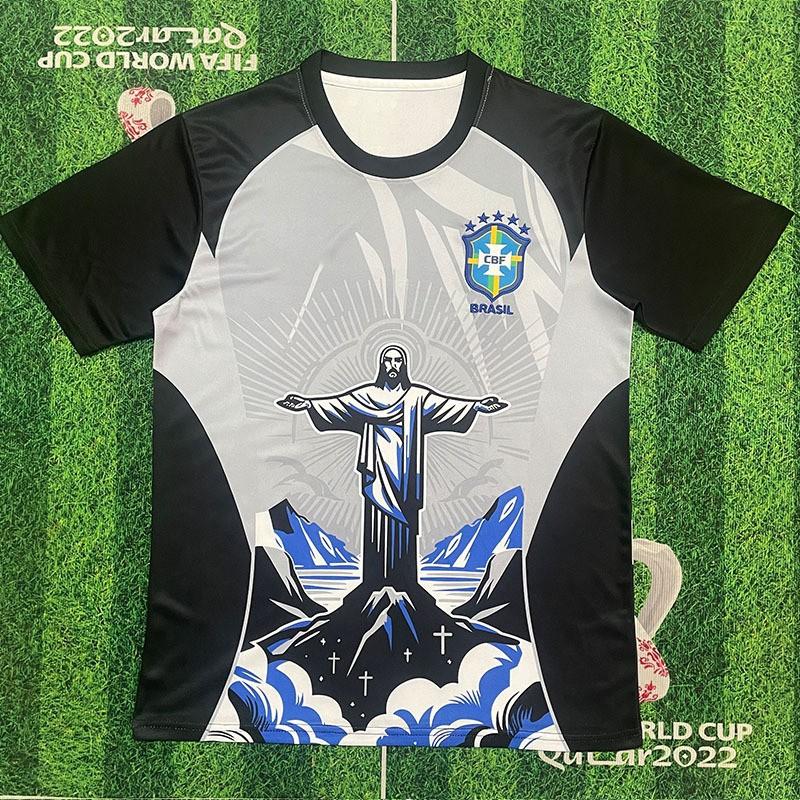 Fan Edition Brazilian Jerseys Football Uniforms Training Jersey L светло-серый
