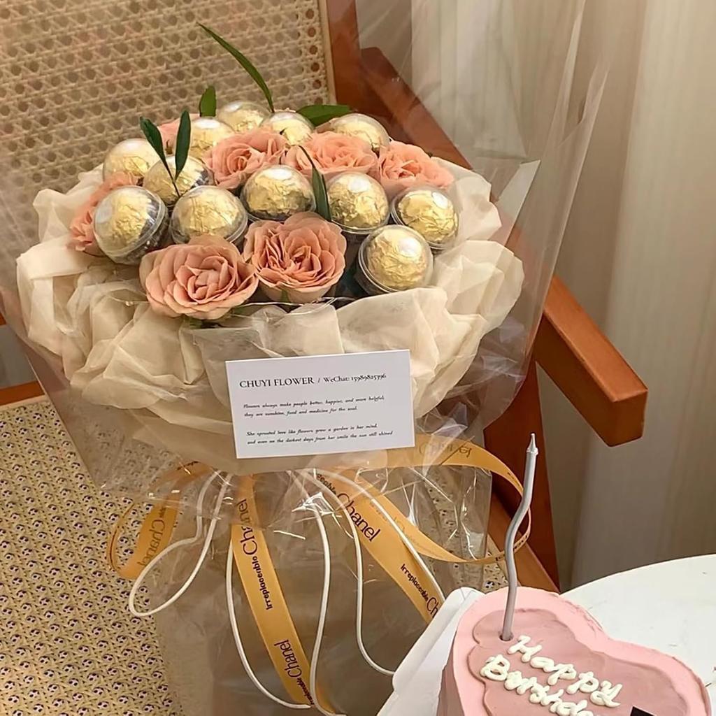 30Pcs Acrylic Chocolate Candy Holder Clear Chocolate Box Plastic Round, Chocolate Holder for Bouquet Flower Packaging Support Rack Candy Holder