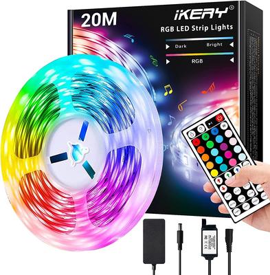 IKERY 20M RGB LED Ταινία Υψηλής PSE Έμμεσο Εύκολο Χωρίς Εργαλεία Τροφοδοτικό Φως, Διπλής Όψης Ταινία, SMD5050, Φωτεινότητα, Πιστοποιημένο, 4-Pin, Ρυθμιζόμενο,