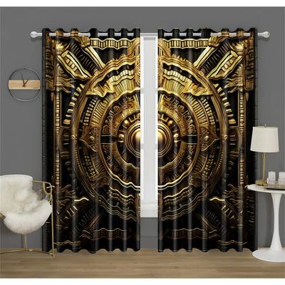 Metal Safe Cabinet Gate Aztec Pattern Curtain Fit Office Decor Bedroom Living Room Kitchen Balcony Window Decor 2 Panels