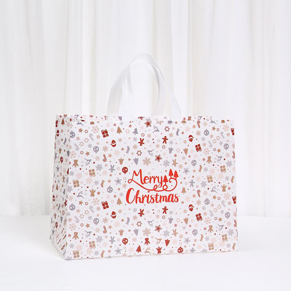 Non Woven Christmas Gift Bag Printed Tote Bag High Capacity Foldable Gift Storage Waterproof Bag Shopping Bag for New Year Xmas