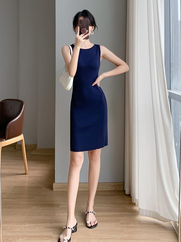 Summer Sexy Slimming Ice Silk Sleeveless Dress