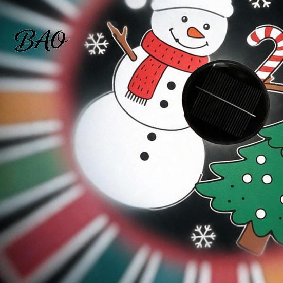 Christmas Tree Projection Lights Outdoor Solar Fence Light, Waterproof Cute Snowman Xmas Decorative Hollow Metal Lamps Projector Wall Light for Garden