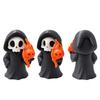 Decorative Figurine for Kids Cute Grim Reaper Halloween Figurine, 3D Printed Spooky Little Desk Decor Statue with Flame Skull, Desktop Ornament,