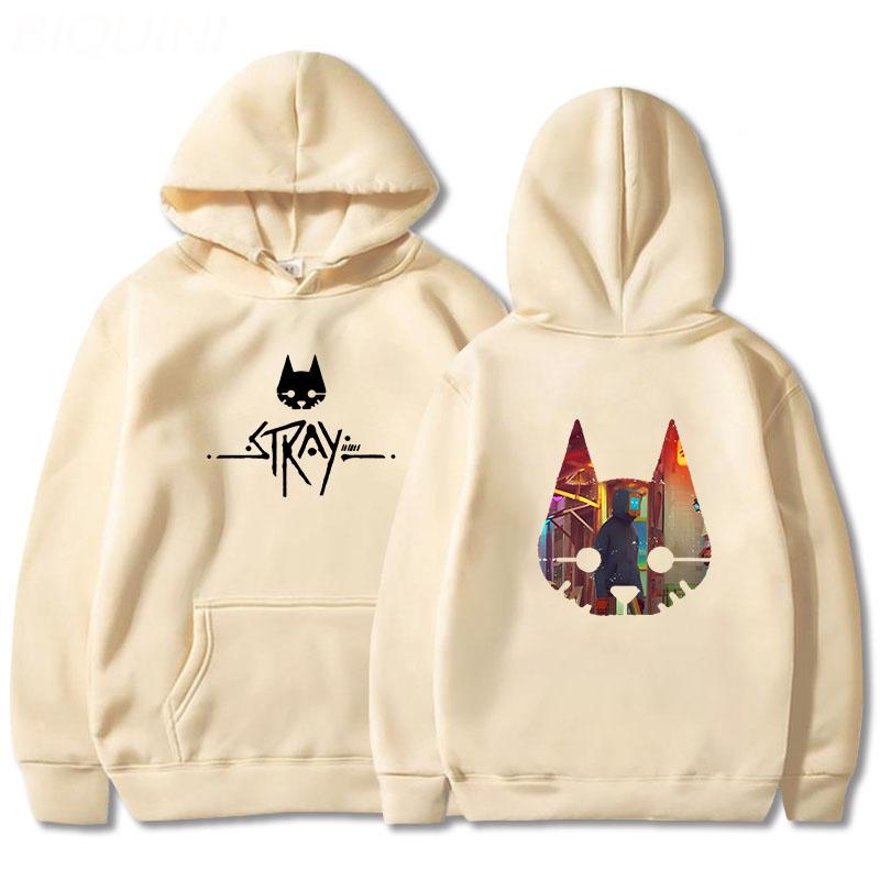 Stray Game Cat  Anime Hoodie Hot Game Printing Clothes Men Winter Fleece Pullover Tops Oversized Sweatshirts Vintage Unisex Wram
