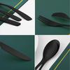 Matte black cutlery set, 20 pieces, spoon and fork, kitchen cutlery set for apartment, stainless steel, dishwasher safe
