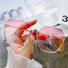 Rimless Women's Sunglasses Round Gradient Ladies Sun Glasses Metal Curved Irregular Polygon Eyeglasses Travel UV400 Eyewear