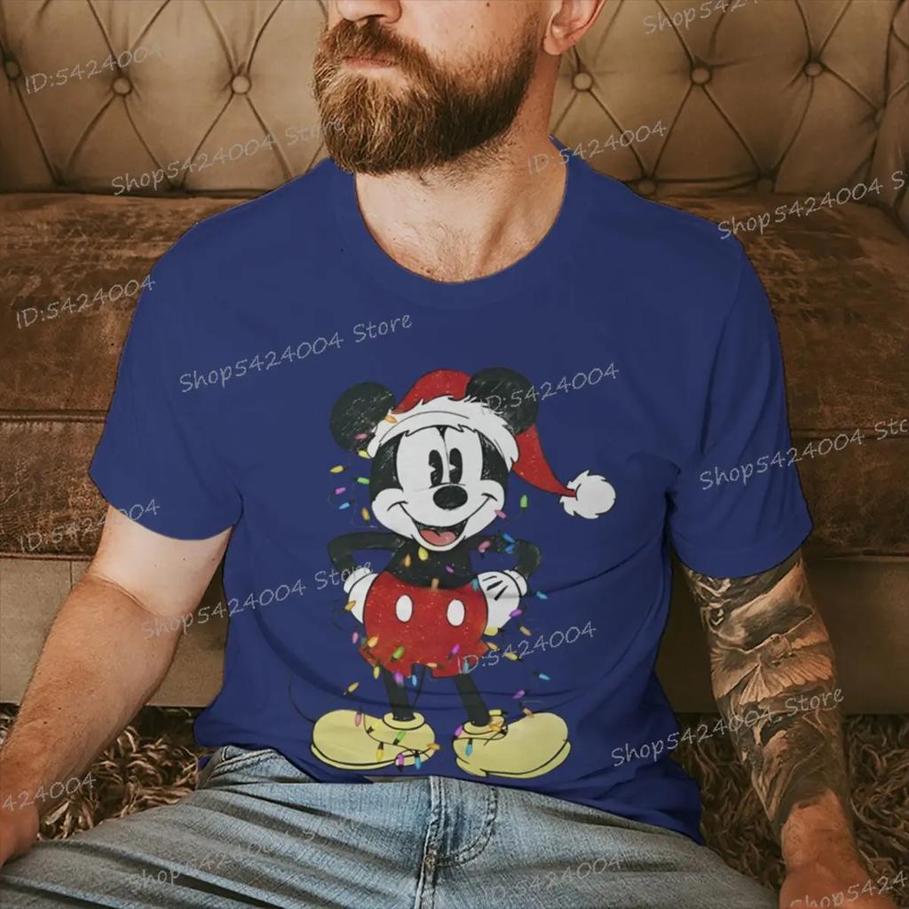 Women Men Mickey Minnie Christmas Shirt Cartoon Graphic Merry Christmas Couple Matching Tshirts