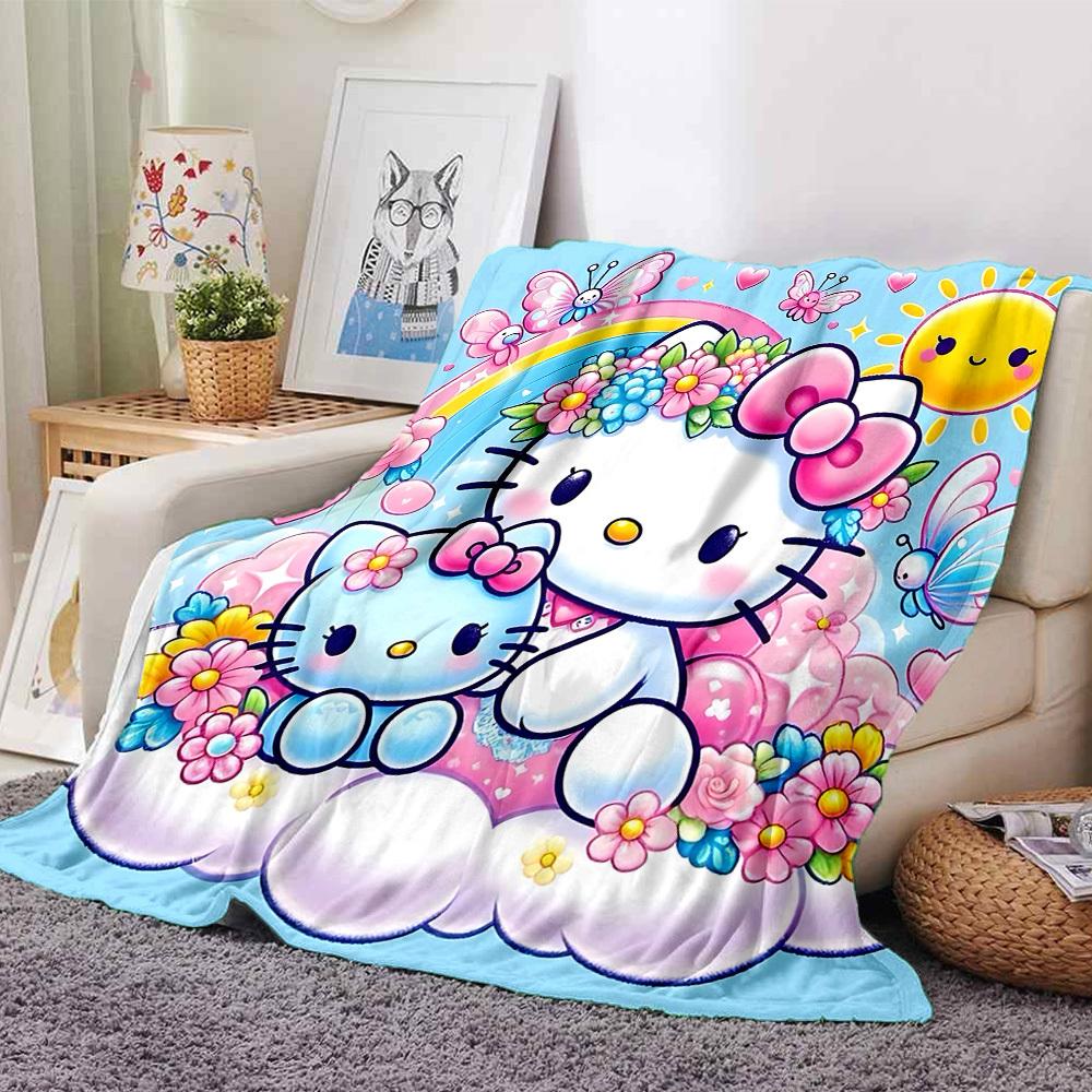 

1pc Hello Kitty blanket Lightweight Flannel Throw for Sofa Bed Travel Camping Livingroom1131L 80cmx120cm(31inx47in)