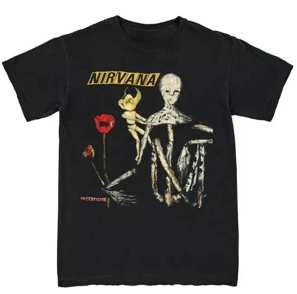 Nirvana Groupe de Rock Album Classique Affiche Impression Graphique T-shirt en Coton Streetwear Hip Hop Mode T-shirt Unisexe Femme Haut Lâche Surdimensionné
