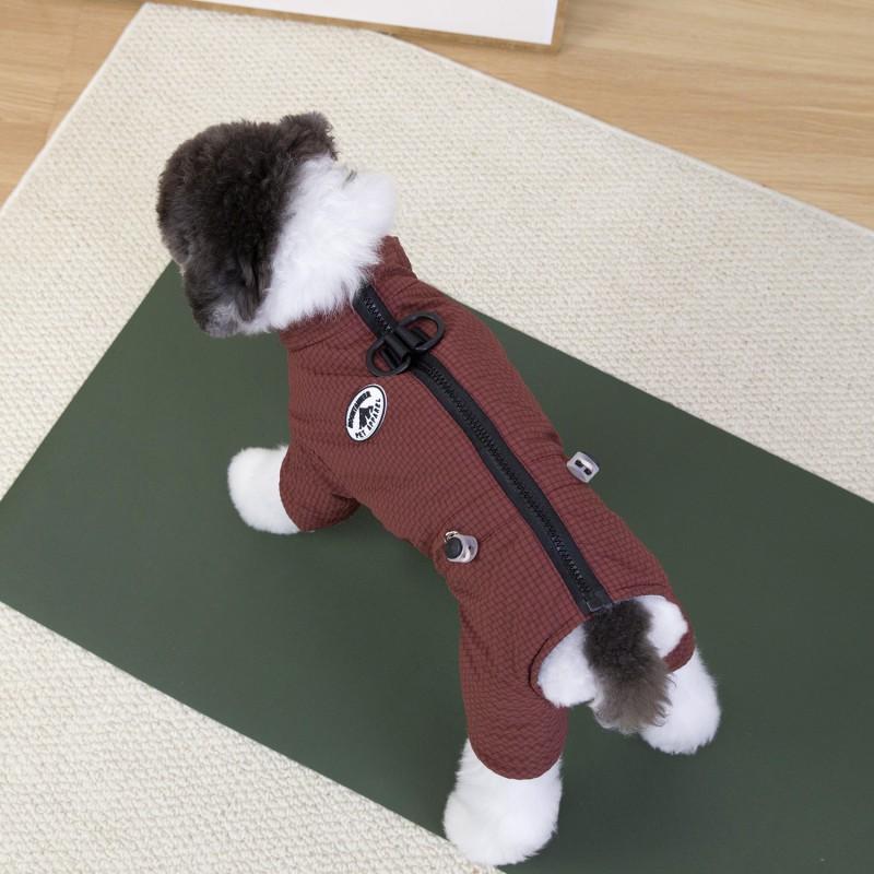 Thick Winter Dog Coat 4-Leg Cotton Pet Jacket Small To Large Breeds Warm Fleece Lined Bubble Grid Design