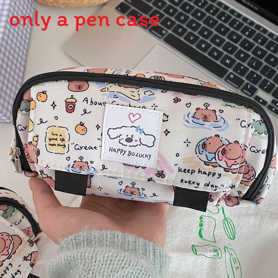 Hello Kitty Capybara Pen Case With Flip Cover Design For Students And Office Use