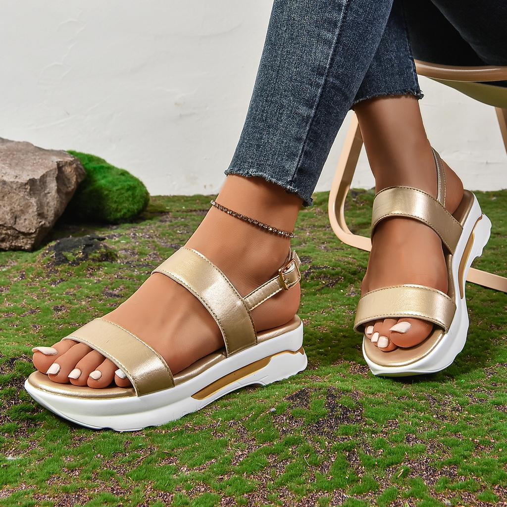 Sandale de damă cu platformă nouă pentru vară, pantofi cu pană, sandale de damă cu toc platformă, sandale de lux de vară