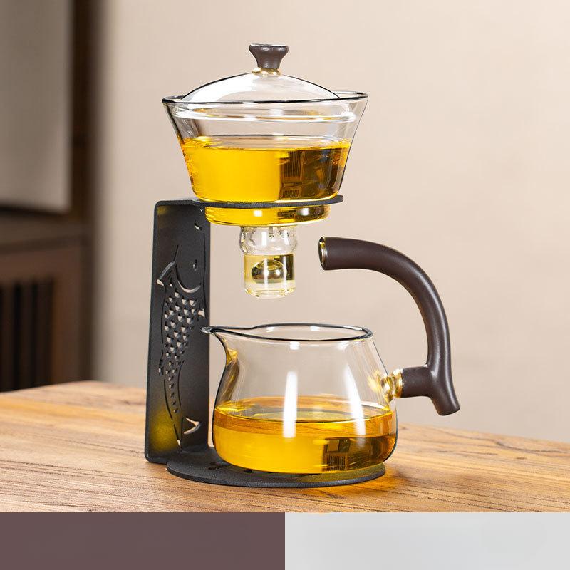 Anti Scalding Magnetic Suction Automatic Teaware Sets Glass Koi Teapot Semi-automatic Lazy Tea Maker for Household Tea Set