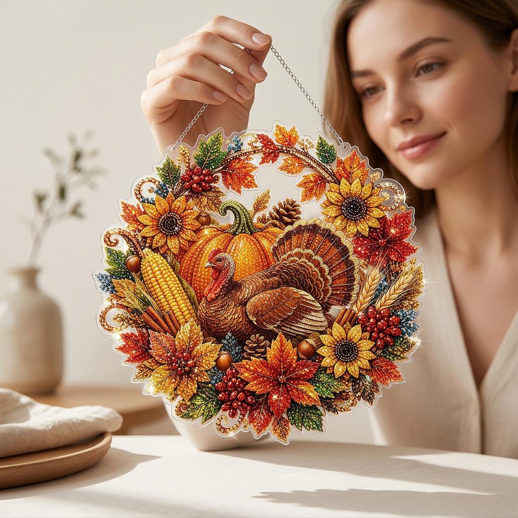 Diamond Art Hanging Decoration Set Halloween, Christmas, Thanksgiving Home Door Hanging Decor Painting