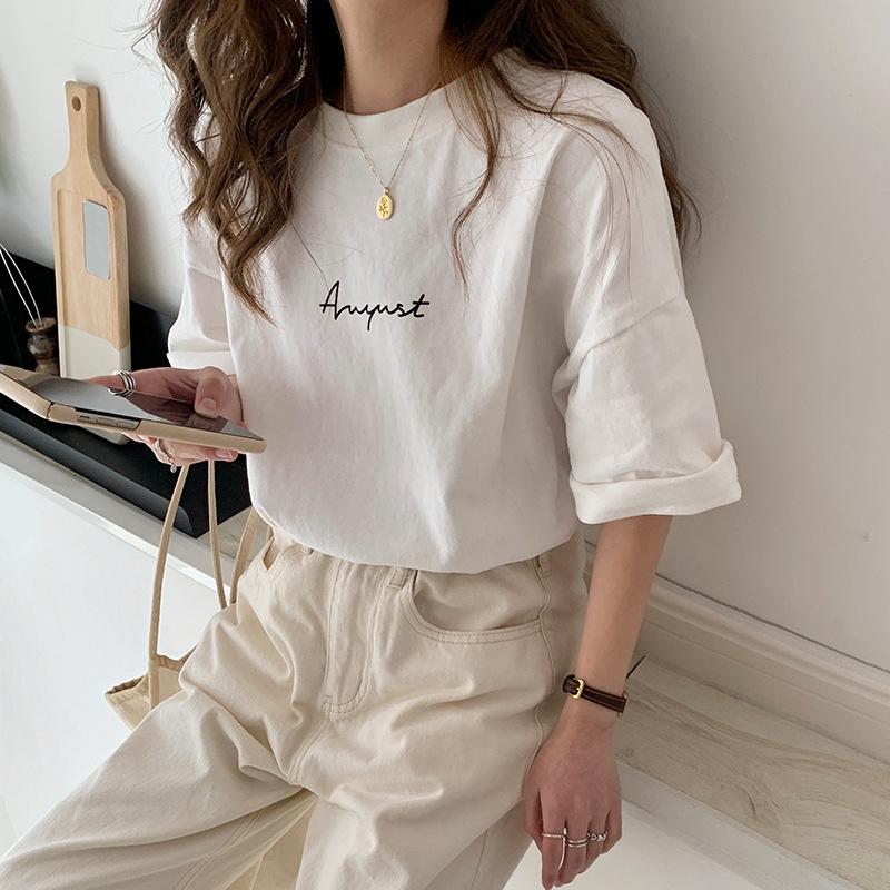 Women's Oversized Short-Sleeve White T-Shirt - Korean Salt Style Summer 2025 Trend
