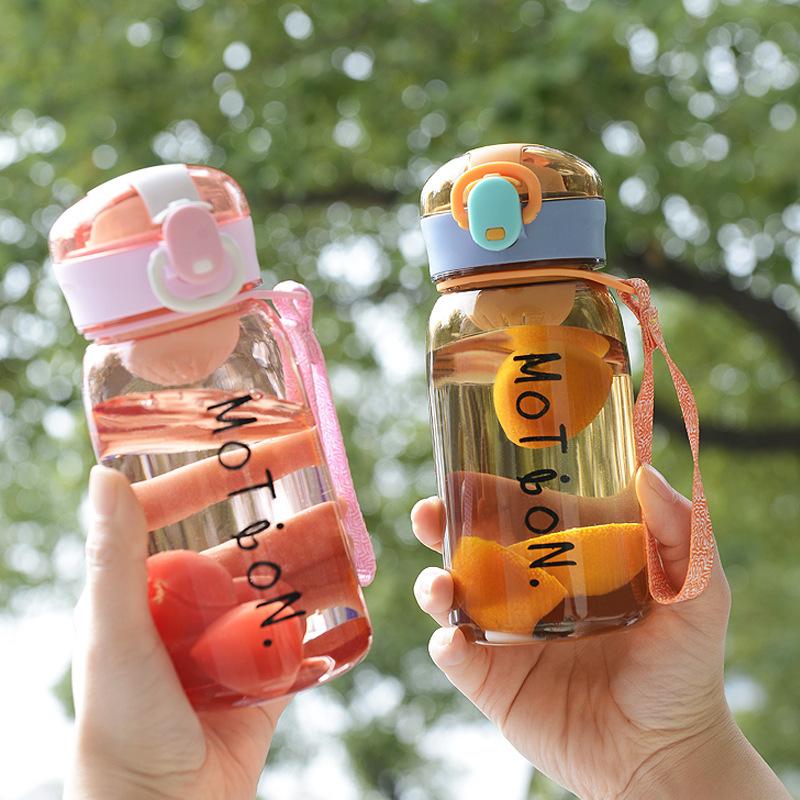 Water bottle creative men and women portable filter water cup personality cute couple plastic cup trend sports bounce cover cup