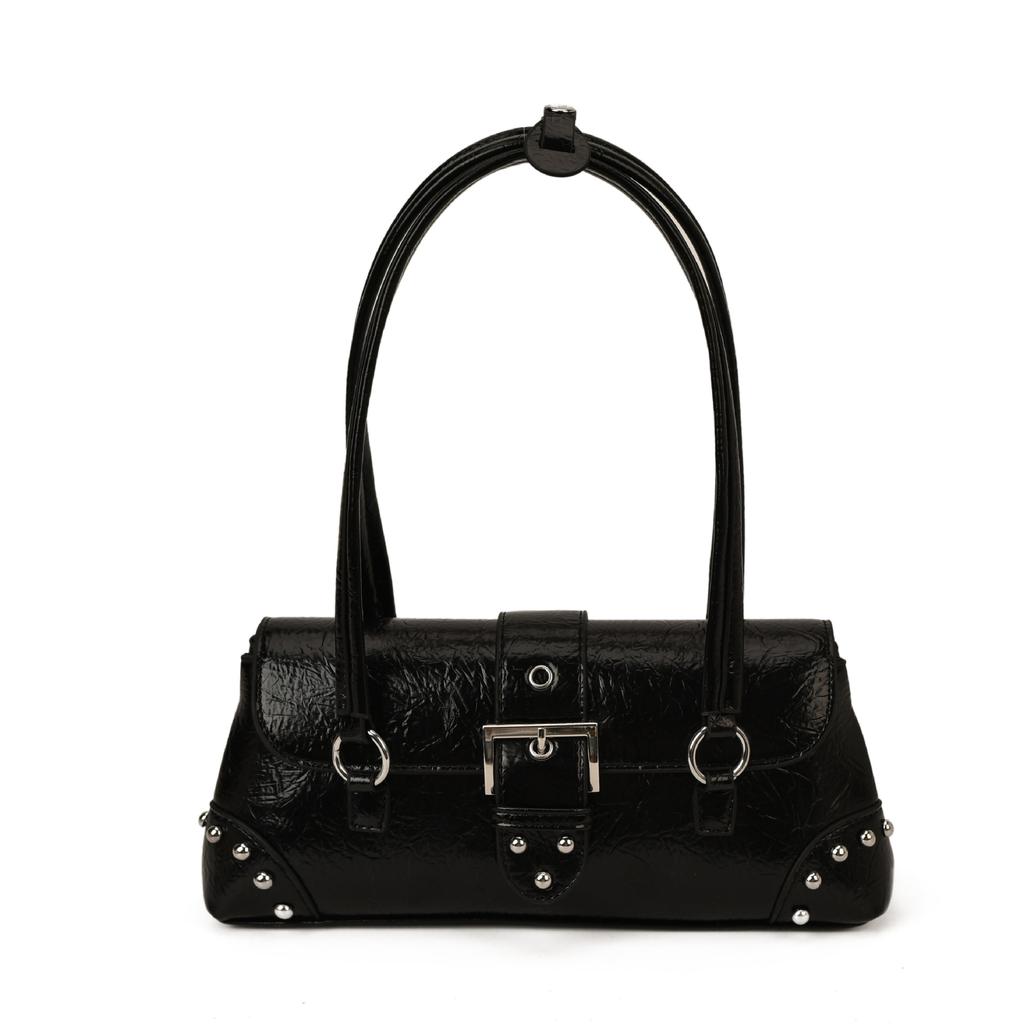 Large capacity retro bag women's autumn and winter niche single shoulder underarm bag rivet commuter pillow bag