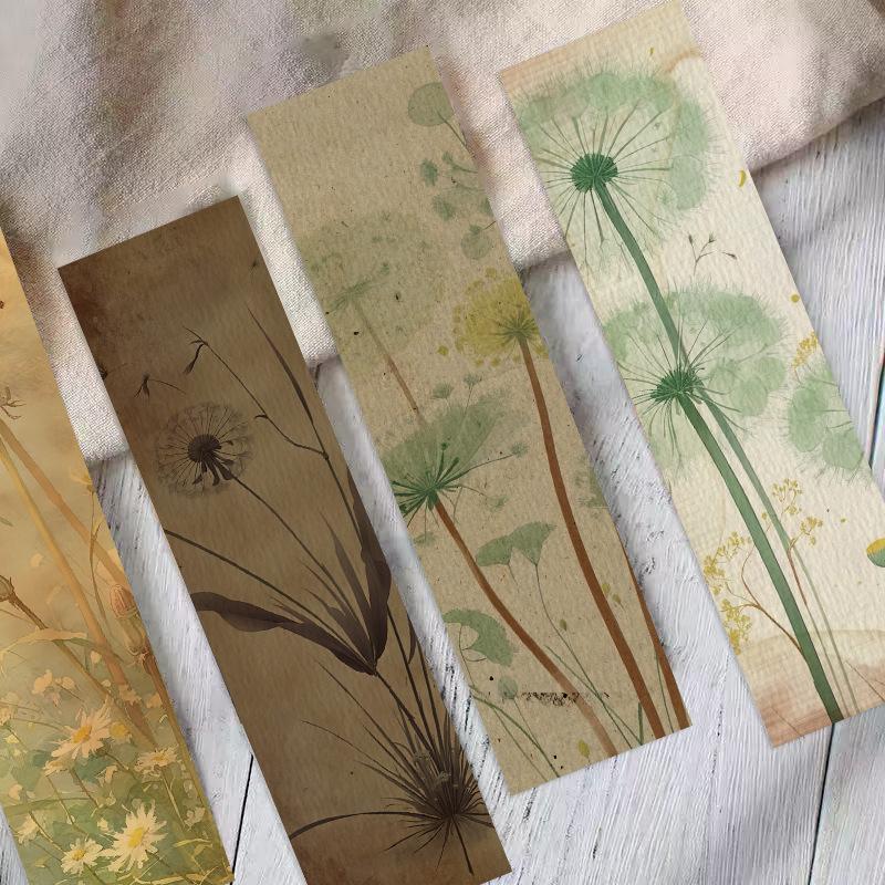 30 Cartoon Retro Dandelion Hand Note Literary Creative Materials Ins Reading Paper Bookmark DIY Decorative