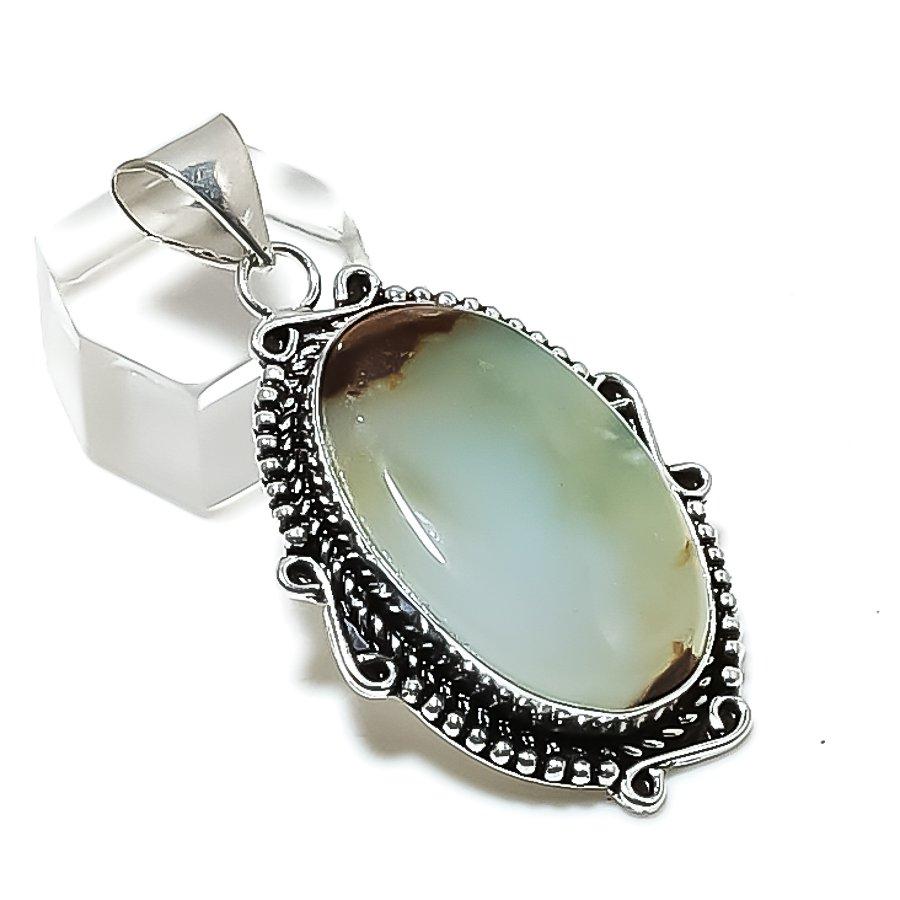 Natural Chrysoprase Gemstone Handmade 925 Sterling Silver Pendant 2.09  ETC-14246